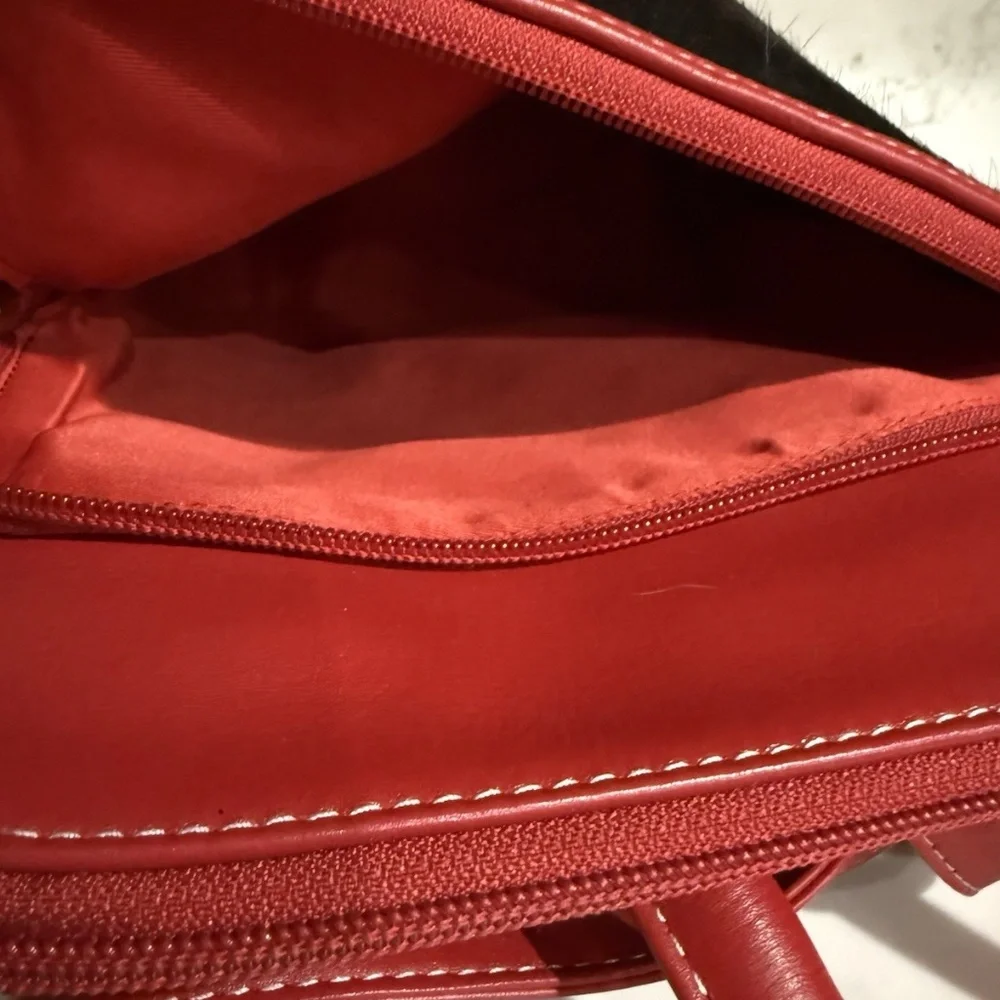 ili New York Red Leather Calf Hair Backpack - Picture 6 of 8